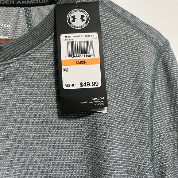 UA  Threadborne Shirt Mens Small Heatgear Loose Fit Gray Long Sleeve Henley - Picture 3 of 7